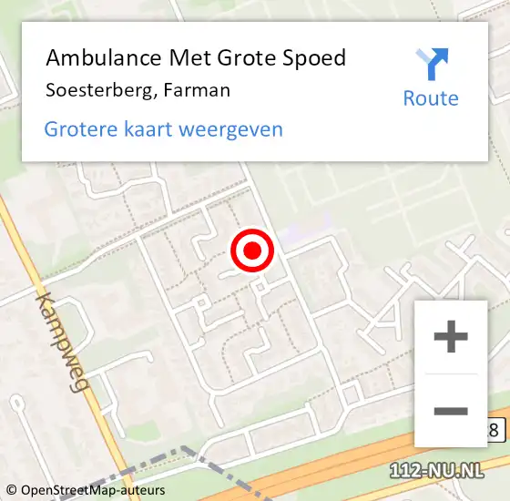 Locatie op kaart van de 112 melding: Ambulance Met Grote Spoed Naar Soesterberg, Farman op 29 januari 2017 18:59