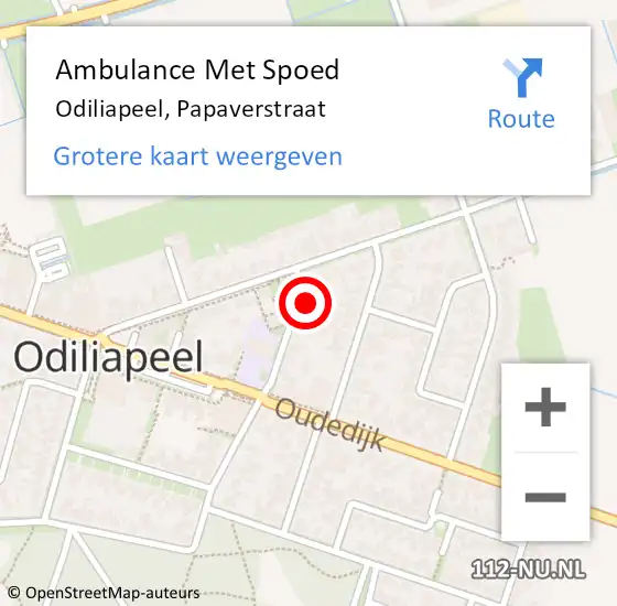 Locatie op kaart van de 112 melding: Ambulance Met Spoed Naar Odiliapeel, Papaverstraat op 29 januari 2017 19:08