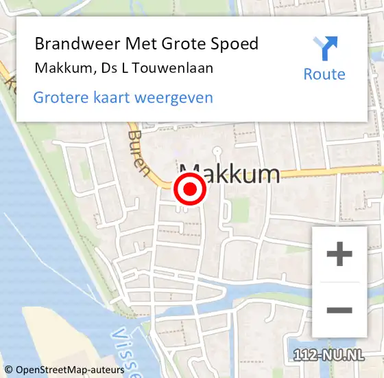 Locatie op kaart van de 112 melding: Brandweer Met Grote Spoed Naar Makkum, Ds L Touwenlaan op 29 januari 2017 19:31