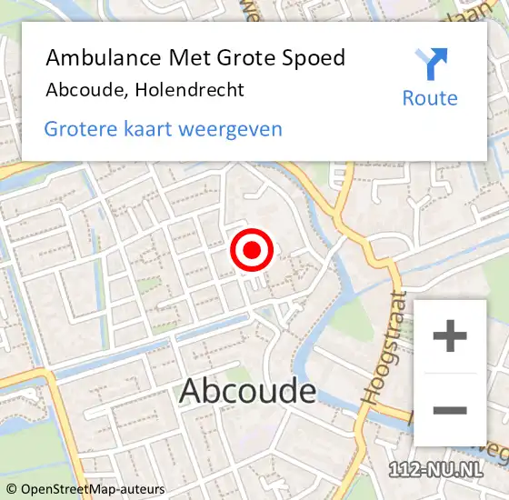 Locatie op kaart van de 112 melding: Ambulance Met Grote Spoed Naar Abcoude, Holendrecht op 29 januari 2017 19:49