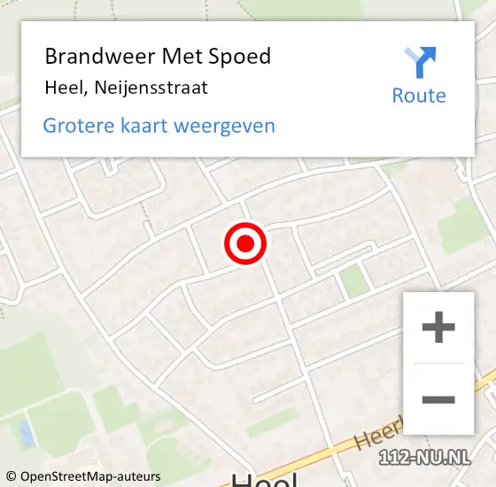 Locatie op kaart van de 112 melding: Brandweer Met Spoed Naar Heel, Neijensstraat op 29 januari 2017 20:19