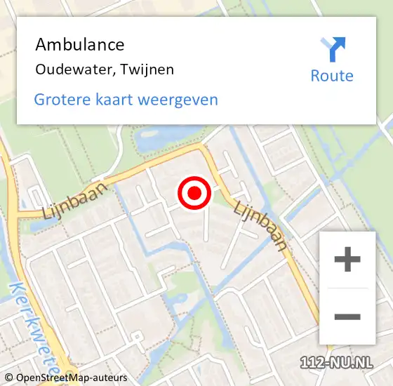 Locatie op kaart van de 112 melding: Ambulance Oudewater, Twijnen op 29 januari 2017 20:21