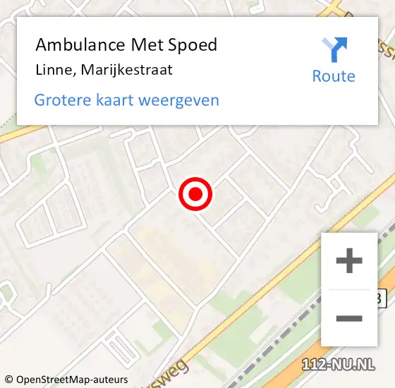 Locatie op kaart van de 112 melding: Ambulance Met Spoed Naar Linne, Marijkestraat op 29 januari 2017 20:35