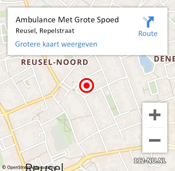 Locatie op kaart van de 112 melding: Ambulance Met Grote Spoed Naar Reusel, Repelstraat op 29 januari 2017 20:46