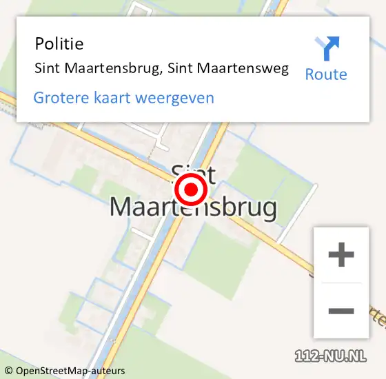 Locatie op kaart van de 112 melding: Politie Sint Maartensbrug, Sint Maartensweg op 29 januari 2017 21:39