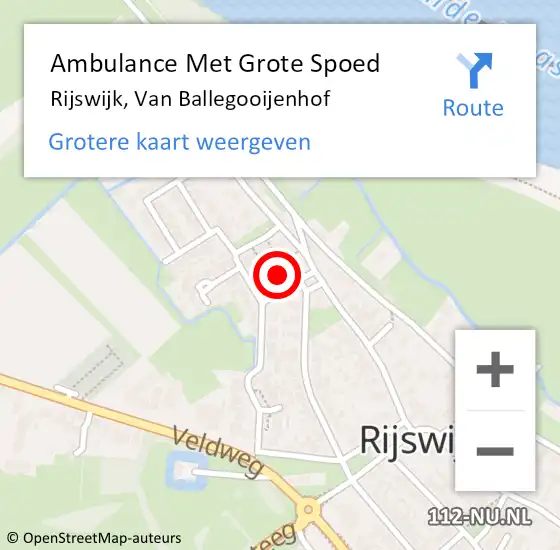 Locatie op kaart van de 112 melding: Ambulance Met Grote Spoed Naar Rijswijk, Van Ballegooijenhof op 29 januari 2017 21:52