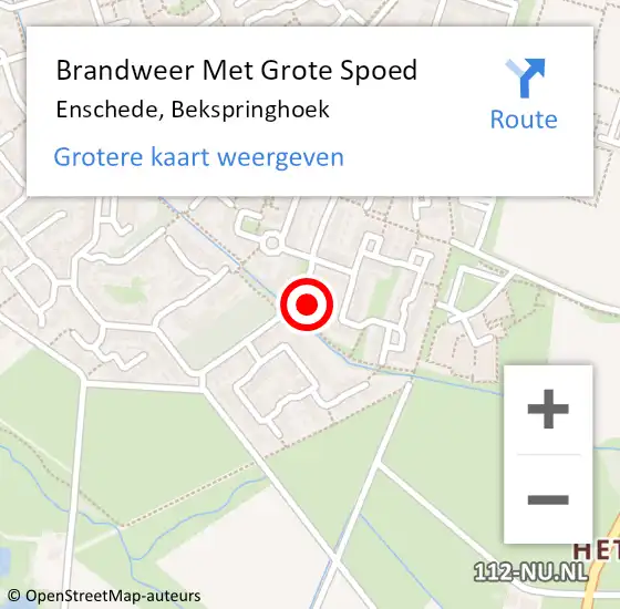 Locatie op kaart van de 112 melding: Brandweer Met Grote Spoed Naar Enschede, Bekspringhoek op 29 januari 2017 21:56