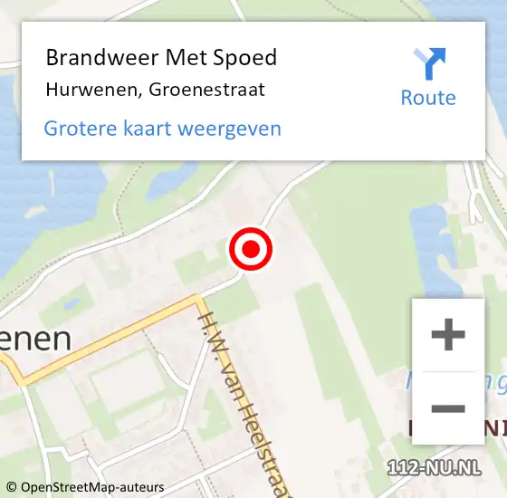 Locatie op kaart van de 112 melding: Brandweer Met Spoed Naar Hurwenen, Groenestraat op 29 januari 2017 21:59