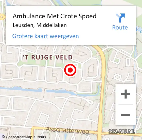 Locatie op kaart van de 112 melding: Ambulance Met Grote Spoed Naar Leusden, Middellaken op 29 januari 2017 22:11