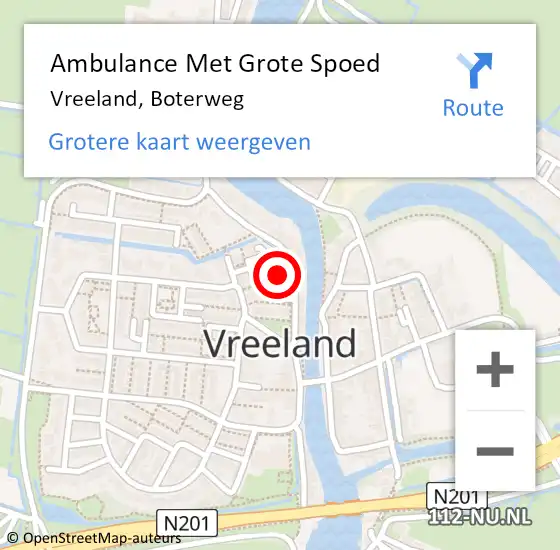 Locatie op kaart van de 112 melding: Ambulance Met Grote Spoed Naar Vreeland, Boterweg op 29 januari 2017 23:29