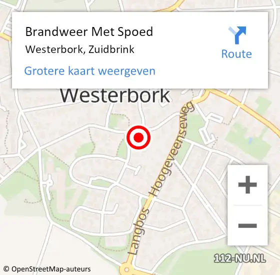 Locatie op kaart van de 112 melding: Brandweer Met Spoed Naar Westerbork, Zuidbrink op 9 januari 2014 12:32