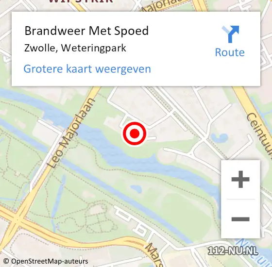 Locatie op kaart van de 112 melding: Brandweer Met Spoed Naar Zwolle, Weteringpark op 29 januari 2017 23:52