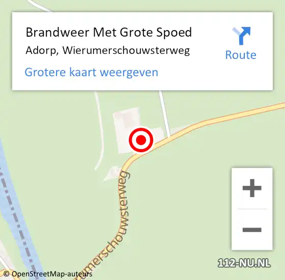 Locatie op kaart van de 112 melding: Brandweer Met Grote Spoed Naar Adorp, Wierumerschouwsterweg op 18 september 2013 19:26