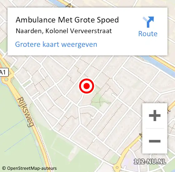 Locatie op kaart van de 112 melding: Ambulance Met Grote Spoed Naar Naarden, Kolonel Verveerstraat op 30 januari 2017 03:40