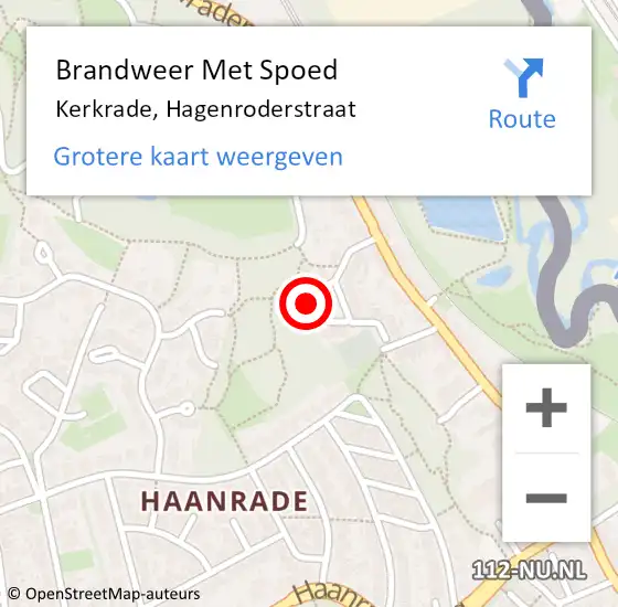 Locatie op kaart van de 112 melding: Brandweer Met Spoed Naar Kerkrade, Hagenroderstraat op 30 januari 2017 04:23