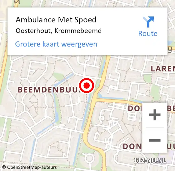 Locatie op kaart van de 112 melding: Ambulance Met Spoed Naar Oosterhout, Krommebeemd op 30 januari 2017 05:30