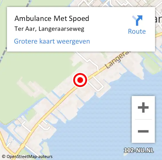 Locatie op kaart van de 112 melding: Ambulance Met Spoed Naar Ter Aar, Langeraarseweg op 30 januari 2017 06:54