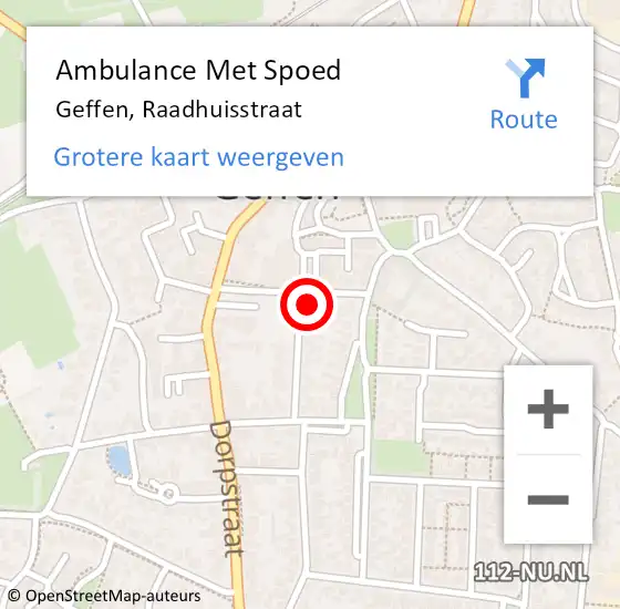 Locatie op kaart van de 112 melding: Ambulance Met Spoed Naar Geffen, Raadhuisstraat op 30 januari 2017 07:00