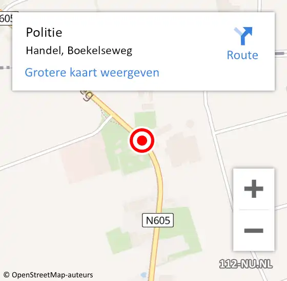 Locatie op kaart van de 112 melding: Politie Handel, Boekelseweg op 30 januari 2017 07:29