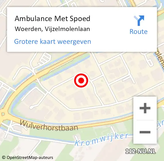 Locatie op kaart van de 112 melding: Ambulance Met Spoed Naar Woerden, Vijzelmolenlaan op 30 januari 2017 08:49