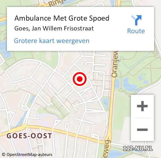 Locatie op kaart van de 112 melding: Ambulance Met Grote Spoed Naar Goes, Jan Willem Frisostraat op 30 januari 2017 08:57