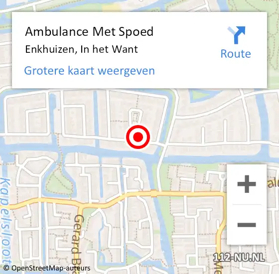 Locatie op kaart van de 112 melding: Ambulance Met Spoed Naar Enkhuizen, In het Want op 30 januari 2017 09:15