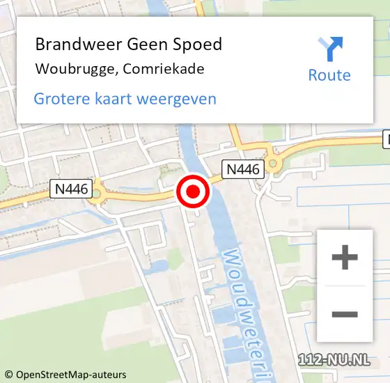 Locatie op kaart van de 112 melding: Brandweer Geen Spoed Naar Woubrugge, Comriekade op 9 januari 2014 13:01