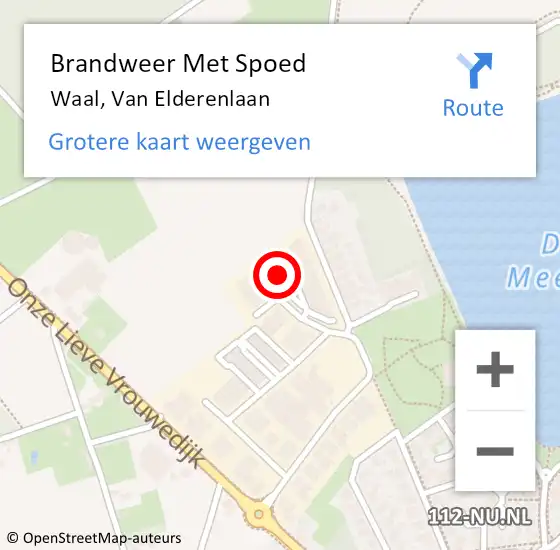 Locatie op kaart van de 112 melding: Brandweer Met Spoed Naar Waal, Van Elderenlaan op 30 januari 2017 09:28