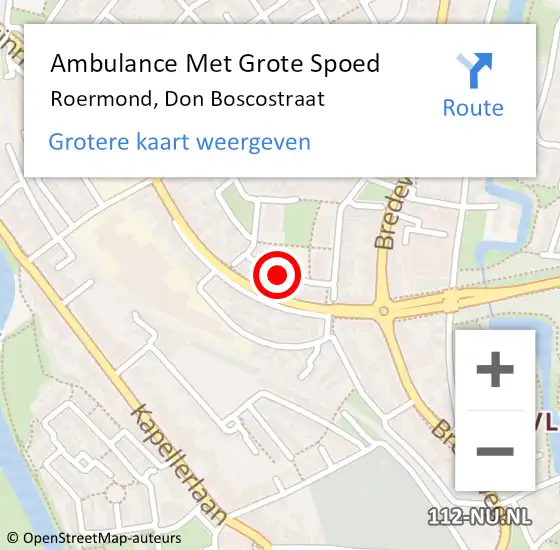 Locatie op kaart van de 112 melding: Ambulance Met Grote Spoed Naar Roermond, Don Boscostraat op 30 januari 2017 10:32