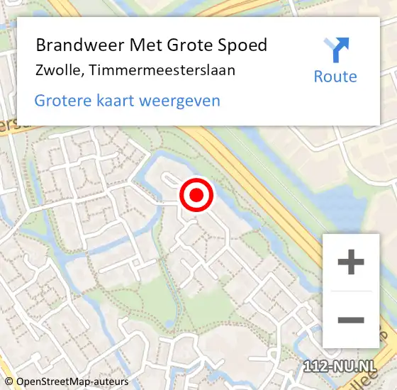 Locatie op kaart van de 112 melding: Brandweer Met Grote Spoed Naar Zwolle, Timmermeesterslaan op 30 januari 2017 11:20