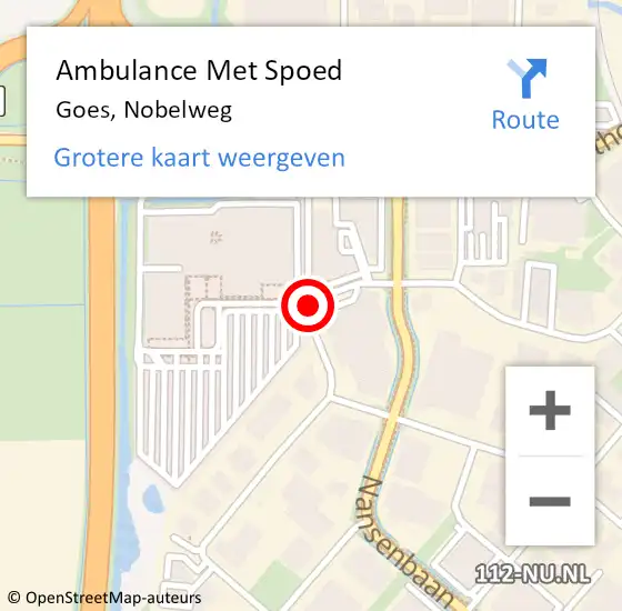 Locatie op kaart van de 112 melding: Ambulance Met Spoed Naar Goes, Nobelweg op 30 januari 2017 11:26