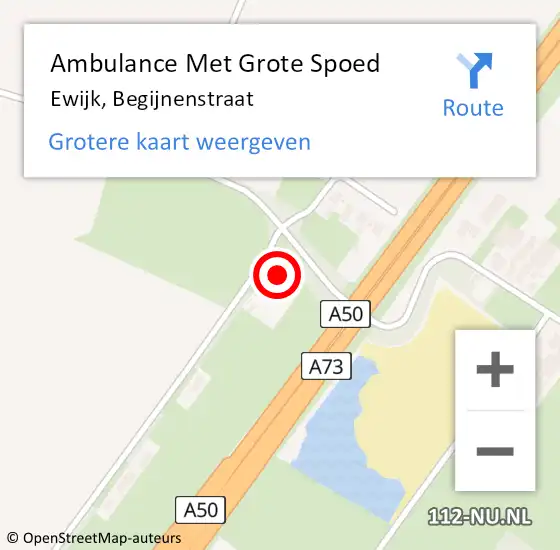 Locatie op kaart van de 112 melding: Ambulance Met Grote Spoed Naar Ewijk, Begijnenstraat op 30 januari 2017 11:31