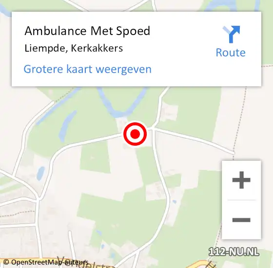 Locatie op kaart van de 112 melding: Ambulance Met Spoed Naar Liempde, Kerkakkers op 30 januari 2017 11:53