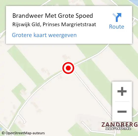 Locatie op kaart van de 112 melding: Brandweer Met Grote Spoed Naar Rijswijk Gld, Prinses Margrietstraat op 30 januari 2017 12:02