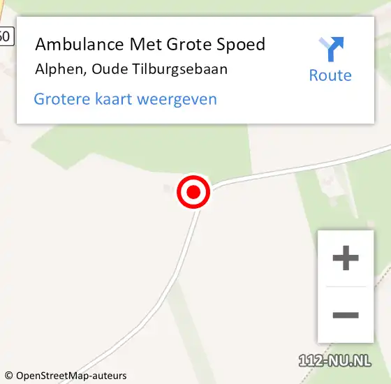 Locatie op kaart van de 112 melding: Ambulance Met Grote Spoed Naar Alphen, Oude Tilburgsebaan op 30 januari 2017 12:58