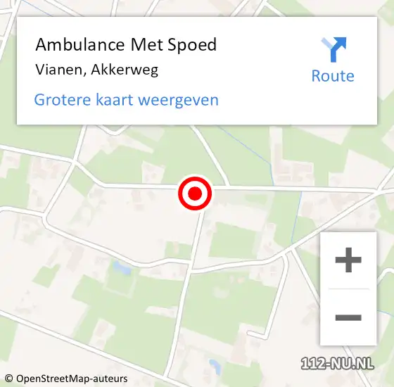 Locatie op kaart van de 112 melding: Ambulance Met Spoed Naar Vianen, Akkerweg op 30 januari 2017 13:28