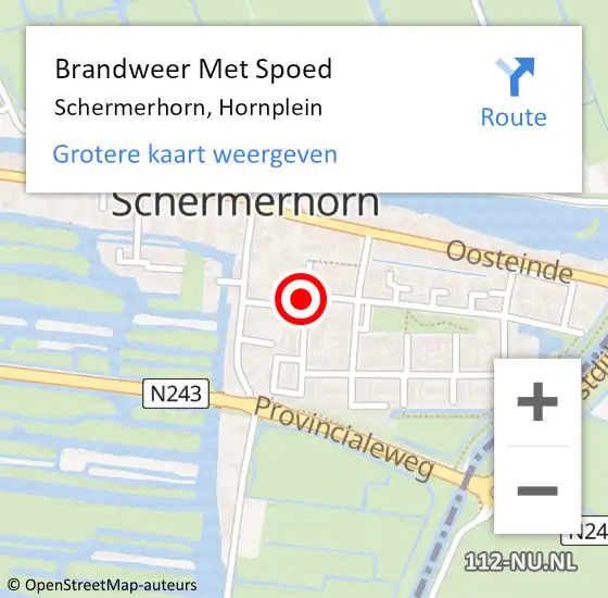 Locatie op kaart van de 112 melding: Brandweer Met Spoed Naar Schermerhorn, Hornplein op 9 januari 2014 13:27