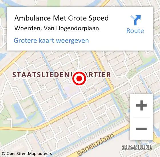 Locatie op kaart van de 112 melding: Ambulance Met Grote Spoed Naar Woerden, Van Hogendorplaan op 30 januari 2017 14:07