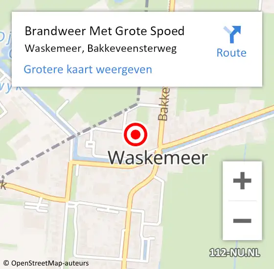 Locatie op kaart van de 112 melding: Brandweer Met Grote Spoed Naar Waskemeer, Bakkeveensterweg op 30 januari 2017 14:07