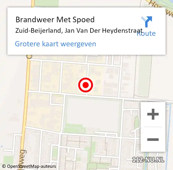 Locatie op kaart van de 112 melding: Brandweer Met Spoed Naar Zuid-Beijerland, Jan Van Der Heydenstraat op 30 januari 2017 14:55