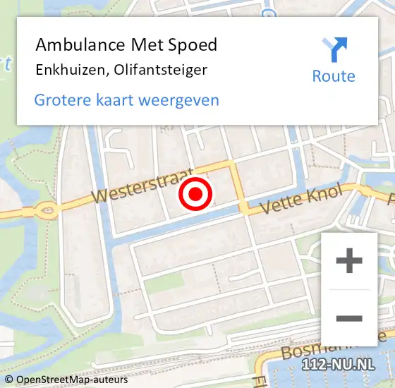 Locatie op kaart van de 112 melding: Ambulance Met Spoed Naar Enkhuizen, Olifantsteiger op 30 januari 2017 15:56