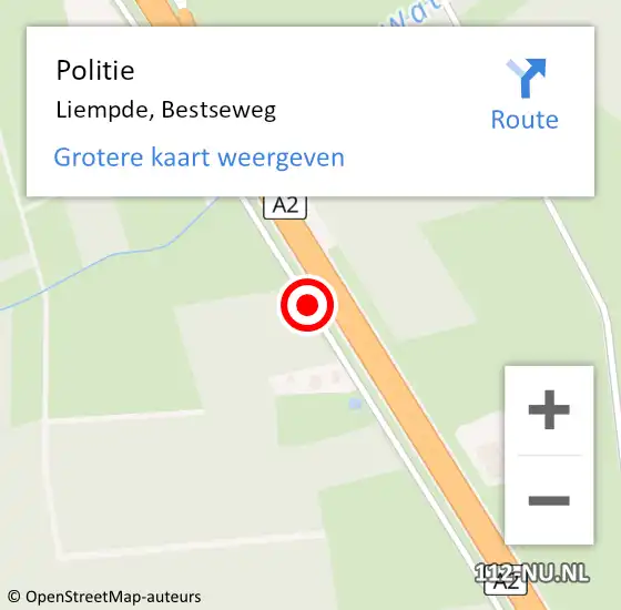 Locatie op kaart van de 112 melding: Politie Liempde, Bestseweg op 30 januari 2017 16:15