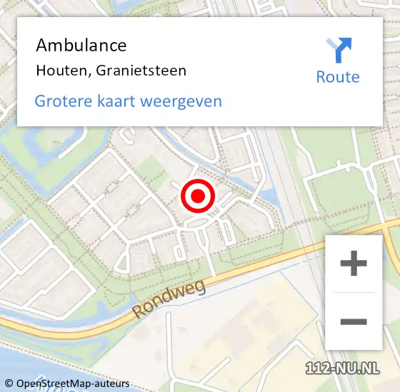 Locatie op kaart van de 112 melding: Ambulance Houten, Granietsteen op 30 januari 2017 16:38