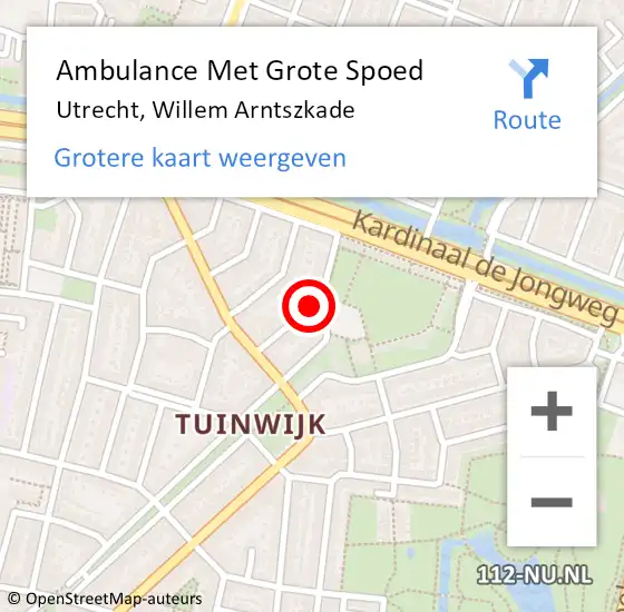 Locatie op kaart van de 112 melding: Ambulance Met Grote Spoed Naar Utrecht, Willem Arntszkade op 30 januari 2017 18:57