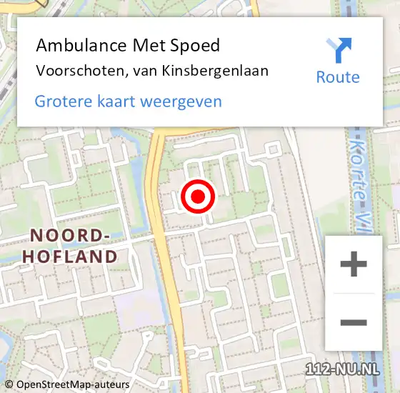 Locatie op kaart van de 112 melding: Ambulance Met Spoed Naar Voorschoten, van Kinsbergenlaan op 30 januari 2017 19:06