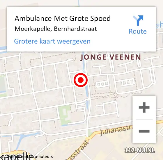 Locatie op kaart van de 112 melding: Ambulance Met Grote Spoed Naar Moerkapelle, Bernhardstraat op 30 januari 2017 19:18