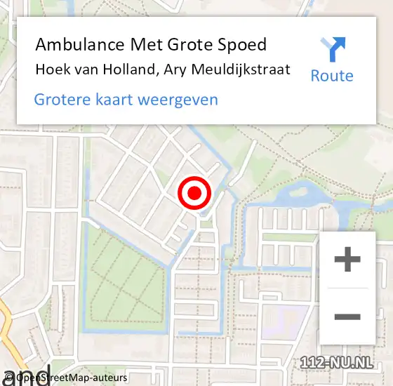 Locatie op kaart van de 112 melding: Ambulance Met Grote Spoed Naar Hoek van Holland, Ary Meuldijkstraat op 30 januari 2017 20:27