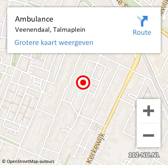 Locatie op kaart van de 112 melding: Ambulance Veenendaal, Talmaplein op 30 januari 2017 20:51