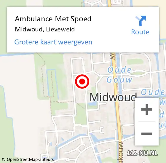 Locatie op kaart van de 112 melding: Ambulance Met Spoed Naar Midwoud, Lieveweid op 30 januari 2017 21:49