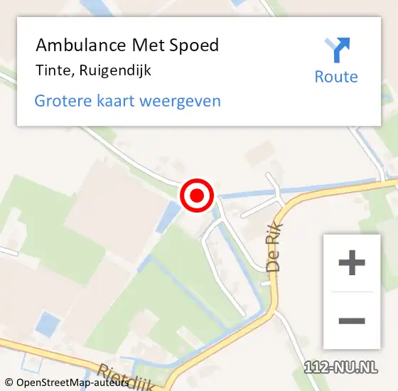 Locatie op kaart van de 112 melding: Ambulance Met Spoed Naar Tinte, Ruigendijk op 9 januari 2014 14:05